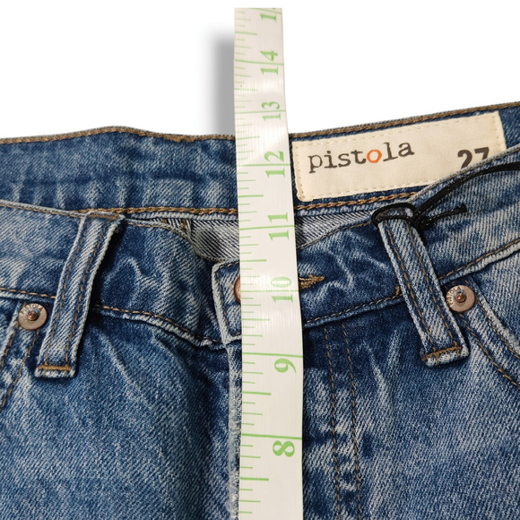 NWT Pistola Madi Embroidered Distressed Modern Slim Jeans Sz 27x27 Deep Sea Blue - Picture 10 of 13